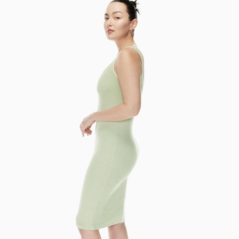 Go-to Tank Ribbed Midi Dress Aritzia Green Small